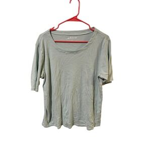 ORVIS Size XL Women's Light Blue Pima Cotton Short Sleeve T-Shirt Top